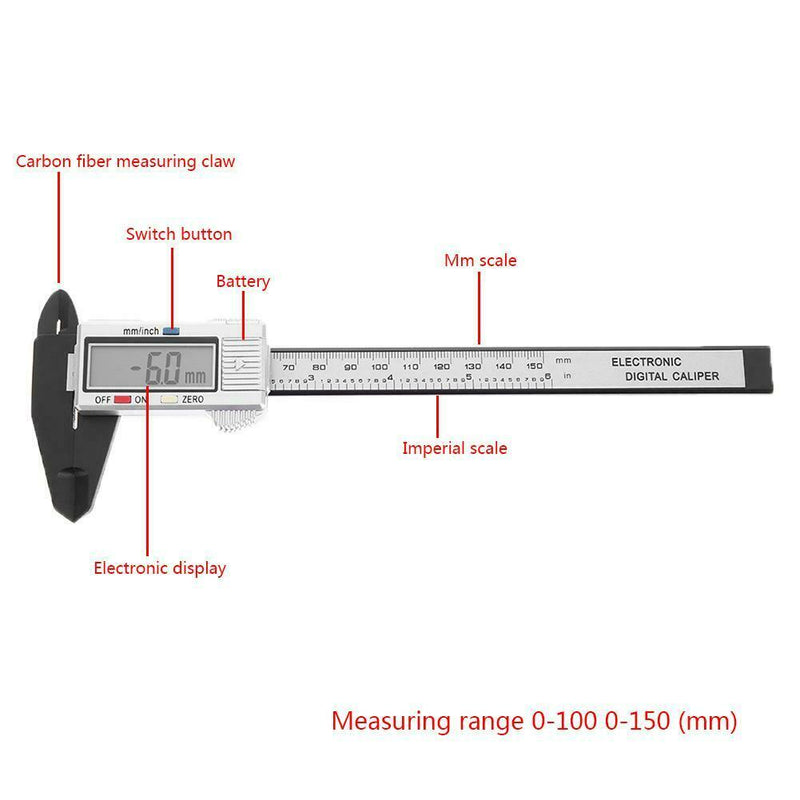 Plastic Electronic Digital Caliper 0-150mm Digital Vernier Caliper Gauge