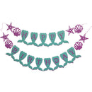 Mermaid Themed Happy Birthday Banner For Girl's Summer Birthday Party Decor   Z