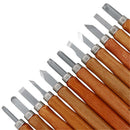 12pcs Wooden Handle Wood Carving Cutting Tool Fruit Food Engraving Chisels