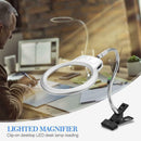Magnifier Clip-on Lighted Table Desk LED Clamp Lamp 2x 5x Magnifying Glass