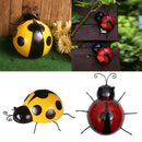 2Pcs Mini Metal Ladybug Fence Hanger Wall Hanging Outdoor Garden Decor - Red &