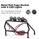 RC Parts Metal Roll Cage Bucket with 6 LED Lights for 1/10 Axial SCX10 RC4W