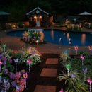 Solar Garden Lights Outdoor - 3 Pack Solar Stake Light With Fiber Optic But