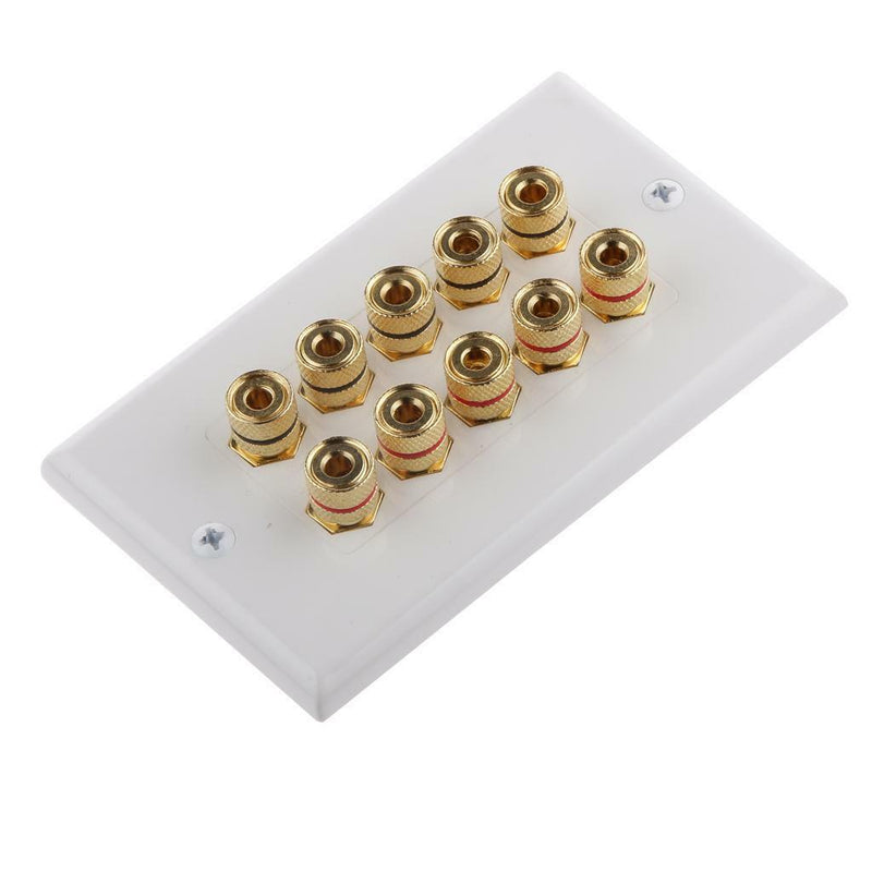 Audio 5 Speaker 10 Binding Post Banana Jack Wall Face Plate Panel 115x70mm