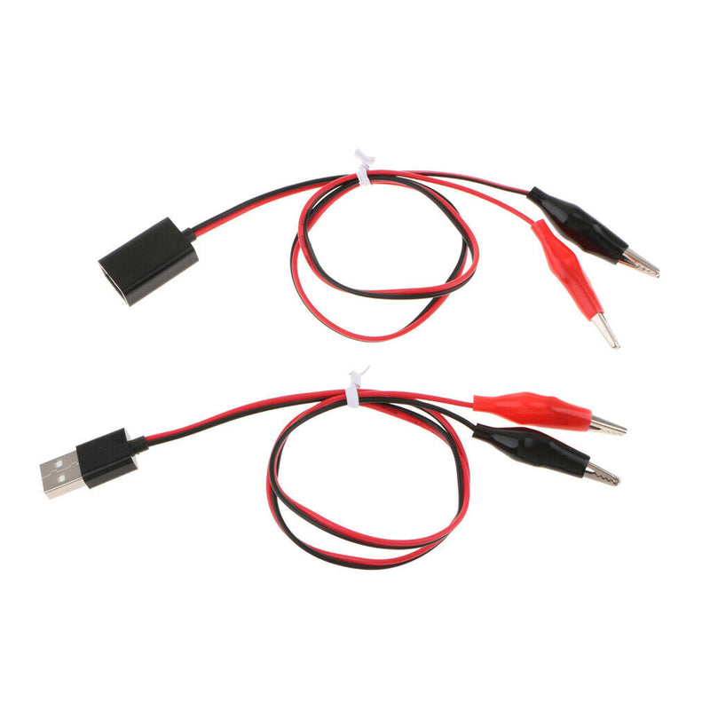 USB To Crocodile / Alligator Clips Power Cable / Test Wire 5v - 21"