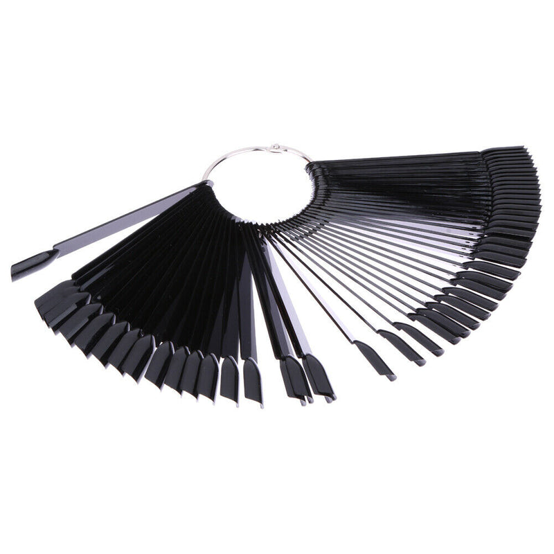 50pcs False Nail Art Polish Practice Tips Salon Display Stick Card (Black)