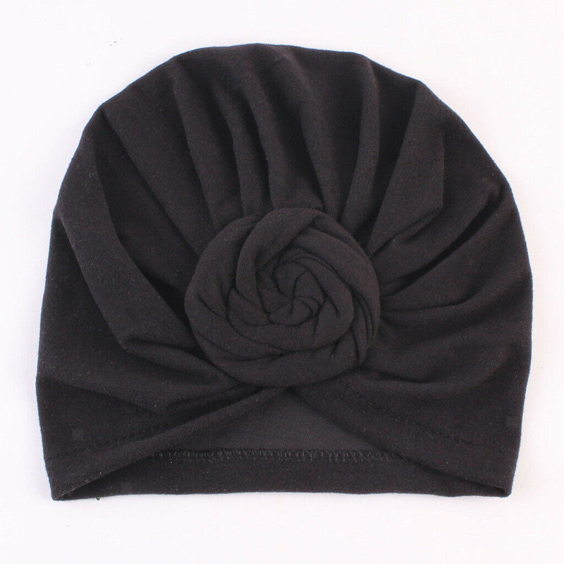 Mother and Baby Flower Turban Hat Mom and baby Top Hat set Toddler Black