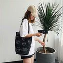 2pcs/set Canvas Pen Bag Print Shoulder Bucket Bags Women Black Clutch Handbag