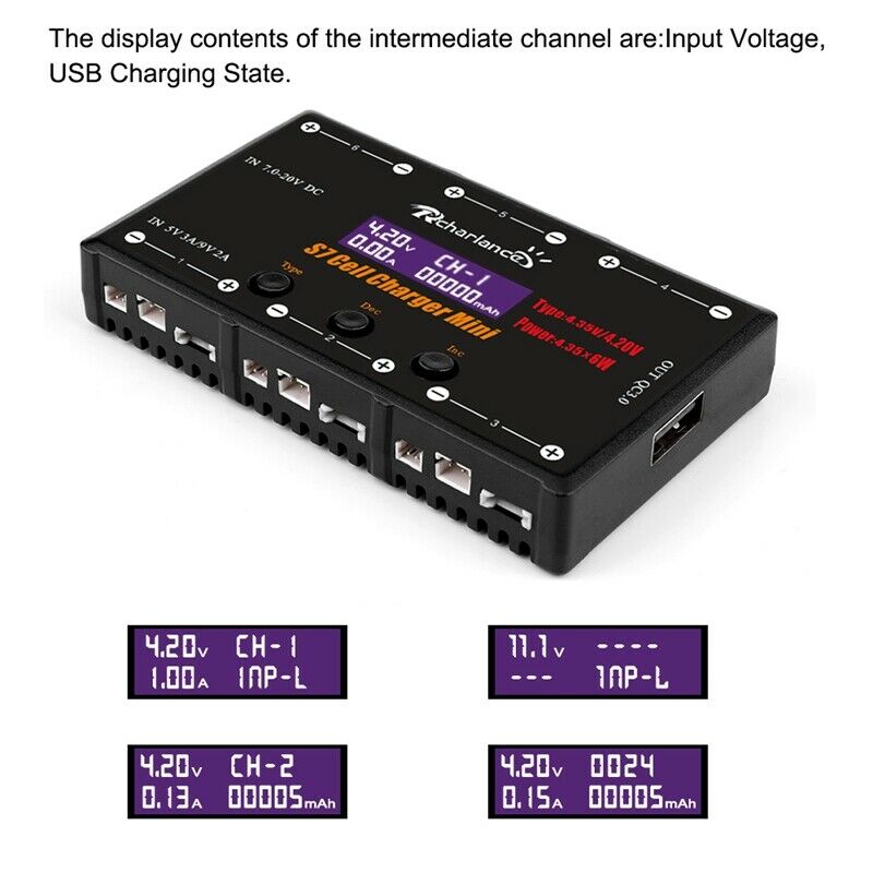 Rcharlance 1S Battery Charger 6X4.35W Lipo/Lihv Battery Charger with Micro- C9Z2