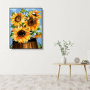Painting By Numbers Kit DIY Blooming Sunflower Canvas Oil Art Picture Craft