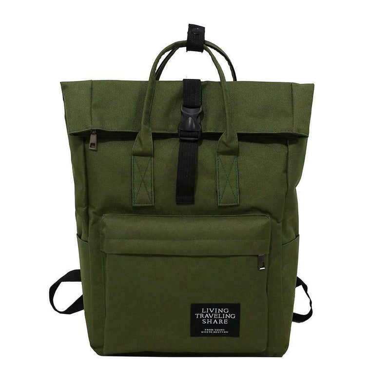Women Canvas Backpack Preppy Large Shoulder Bag School Bags (Army Green)