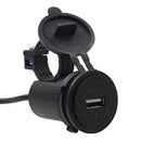 12V Black Motorcycle Mobile Phone USB Charger Power Adaptor Socket Waterproof