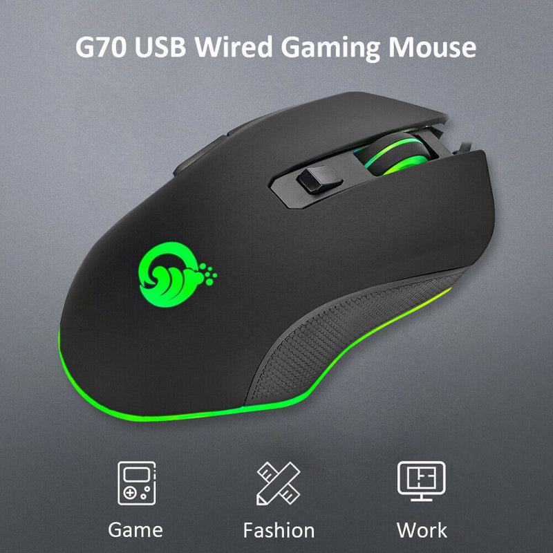 G70 USB Wired RGB Backlit Gaming Mouse 6 Button 3600DPI Computer Mouse Mice