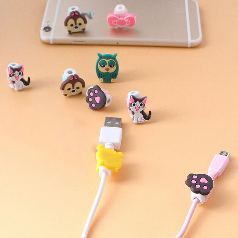 6X Cartoon Charging Cable Protector Cute Cord Protection Cover Organizer Wire LJ