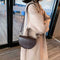 Retro Crossbody Handbag Women Semicircle PU Leather Shoulder Bag (Coffee)