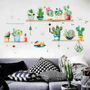 Cactus Potted Living Room Bedroom TV Background Self-adhesive Wall Stickers 3C