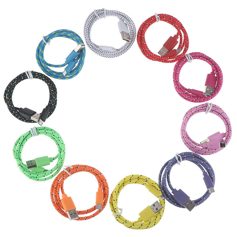 10x Micro USB Nylon Cable Charging Cable Data Cable  Mobile Phone table<