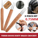 3pcs 0.75mm Bamboo Crochet Dreadlock Hook Needle Dread Tool Braiding Hair
