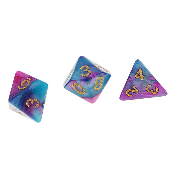 7x Acrylic Polyhedral Dice D4-D20 Digital Dies for  Props