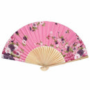 Bamboo Frame Fabric Floral Pattern Dance Wedding Foldable Handbag Pink