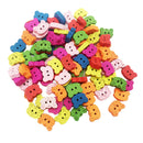 100pcs 13x9mm Tiger Shape Colorful Wood Sewing Buttons DIY Craft Scrapbook