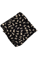 Scarf Shawls Wraps 100% Chiffon for Women, Cat Pattern - Black L8F3