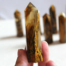 Artificial Natural Yellow Citrine Quartz Crystal Rough Polished Point Colum I2D8