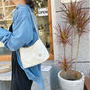 Women Simple Underarm Handbag Daisy Flower Portable Shoulder Bags (White)