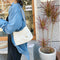 Women Simple Underarm Handbag Daisy Flower Portable Shoulder Bags (White)