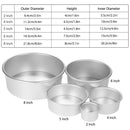 5Pcs/Set Aluminum Alloy Round Cake Mould Chiffon Cake Baking Pan Pudding Ch