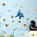 Dolphin Fish Aquarium Ocean Wall Stickers For Kids Rooms Bathroom Kitchen DSEAU