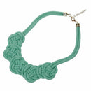 Bright Neon Knot Fabric Statement Collar Necklace - Green