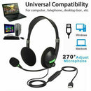 USB Wired Headset Computer Headphone + Microphone Noise Cancelling For Laptop PC
