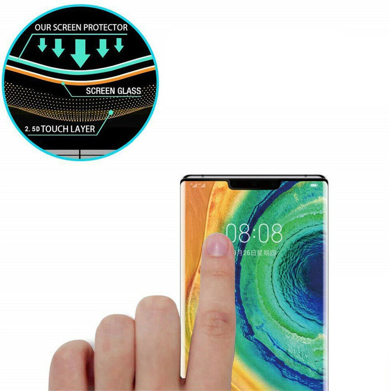 For Huawei Mate 20 Pro, Tempered HD Glass Screen Protector Curved Fit Full Cover