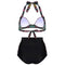 Women's Halter Geometric Print High Waisted Swimsuit Bathing Suits Bikini,  X8S4