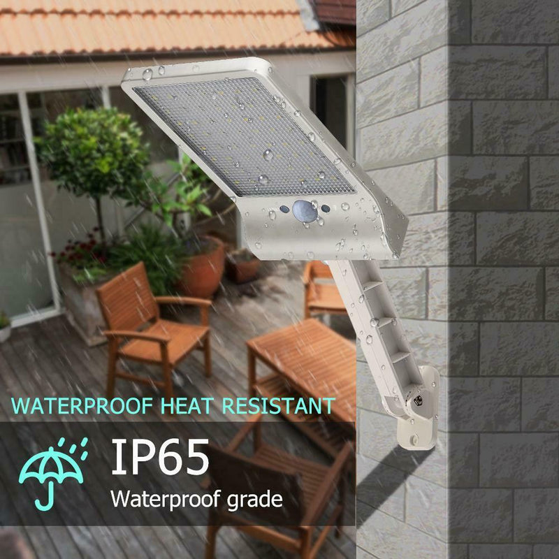56LED Solar Motion Sensor Wall Light Remote Control Street Lamp (White)