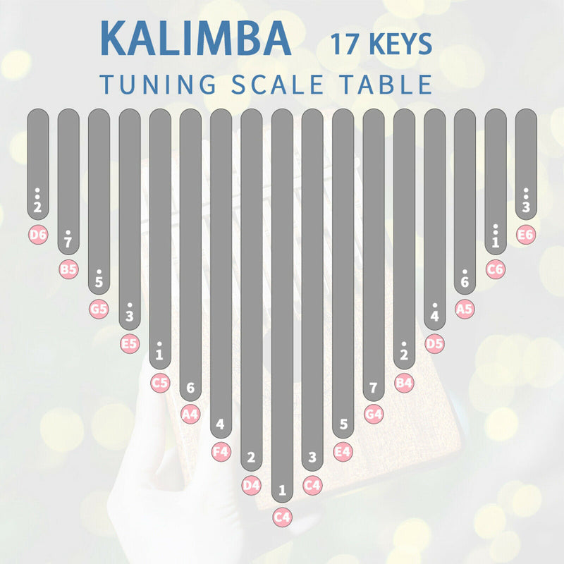 Transparent Kalimba Acrylic 17 Keys with Tuning Hammer and Case for Beginners