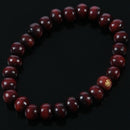 Buddhist Brown Wood Round Beads Elastic String Wrist Bracelet for Unisex P9X3
