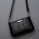 Fashion Korean Women Handbag PU Plaid Messenger Bag Shoulder Bags(Black)