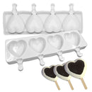 Silicone 4 Holes Heart Shaped Popsicle Molds Freezer Ice Maker Chocolate Dess OZ