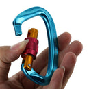 3x D Shaped Carabiner Clip Mountaineering Screw Lock Aluminum Alloy Buckle