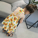 Summer Flower Girl Dress Sunflower Print Sleeveless Backless Floral Dress C H3H9