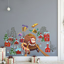 2pcs Christmas Santa Claus Carriage Wall Stickers Living Room Bedroom Decor A