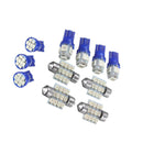 11 Pieces Universal Blue Car LED Wedge Light T10 & 31mm Map Dome Light Lamp