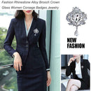Rhinestone Alloy Brooch Crown Glass Women Corsage Badges Jewelry (White) A