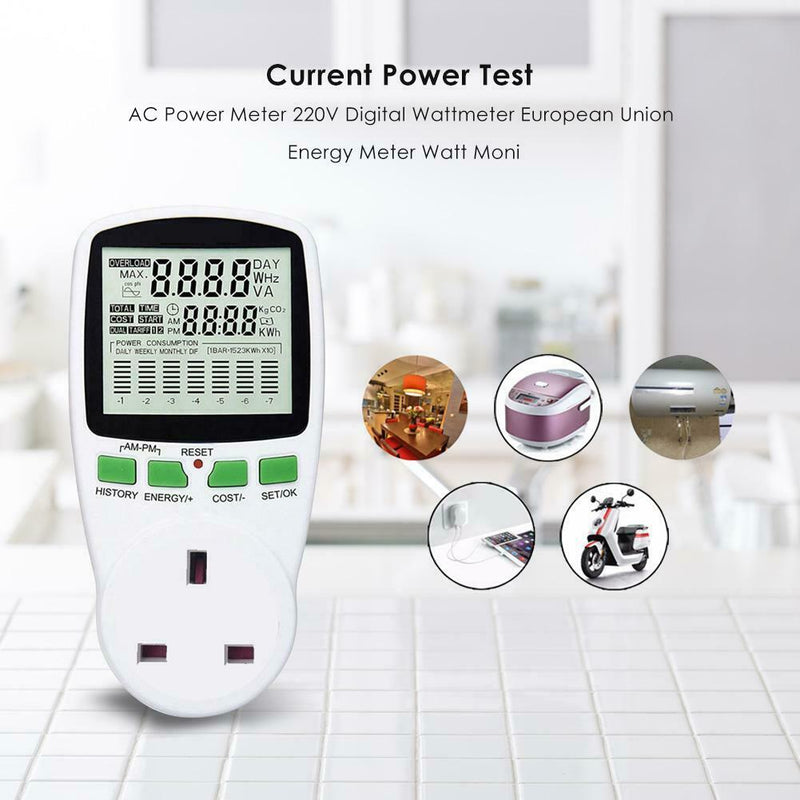 AC Power Meter 220V Digital Wattmeter European Union Energy Meter Watt (UK)