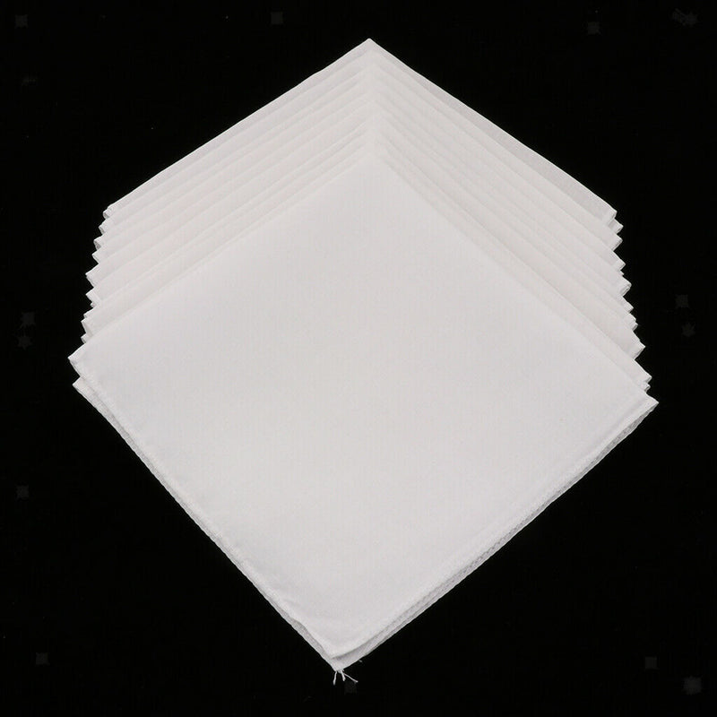10Pcs Washable Solid Cotton Women Men's Handkerchiefs Pocket Square Hanky