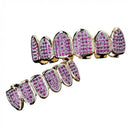 Full Rhinestone Metal Hip Hop Braces 6 Top & Bottom Grill Teeth Grills Set