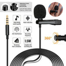 For Mobile Phone PC Recording 3.5mm Clip on Lapel Mini Lavalier Microphone Black