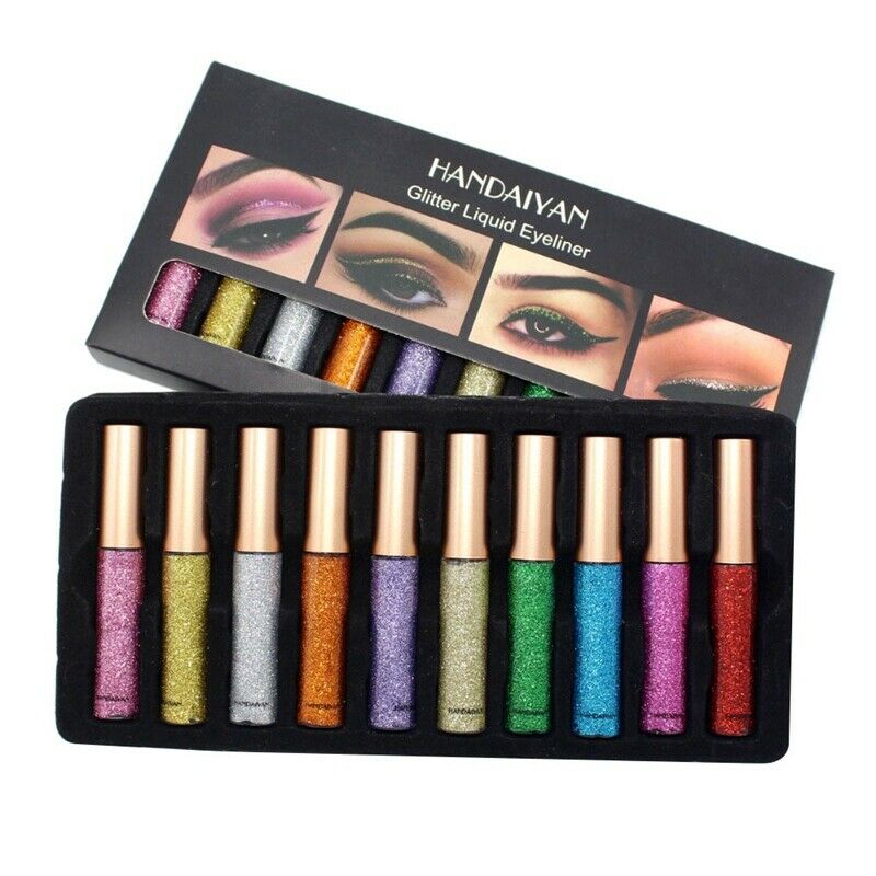 Handaiyan 10Pcs/Set Glitter Eyes Liner For Women Easy To Wear Waterproof Pi J8A3